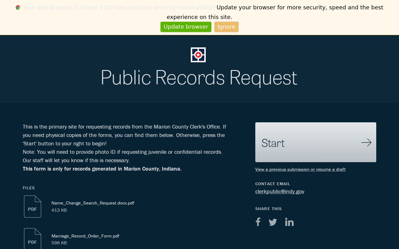 Marion County warrant records Clerk request portal
