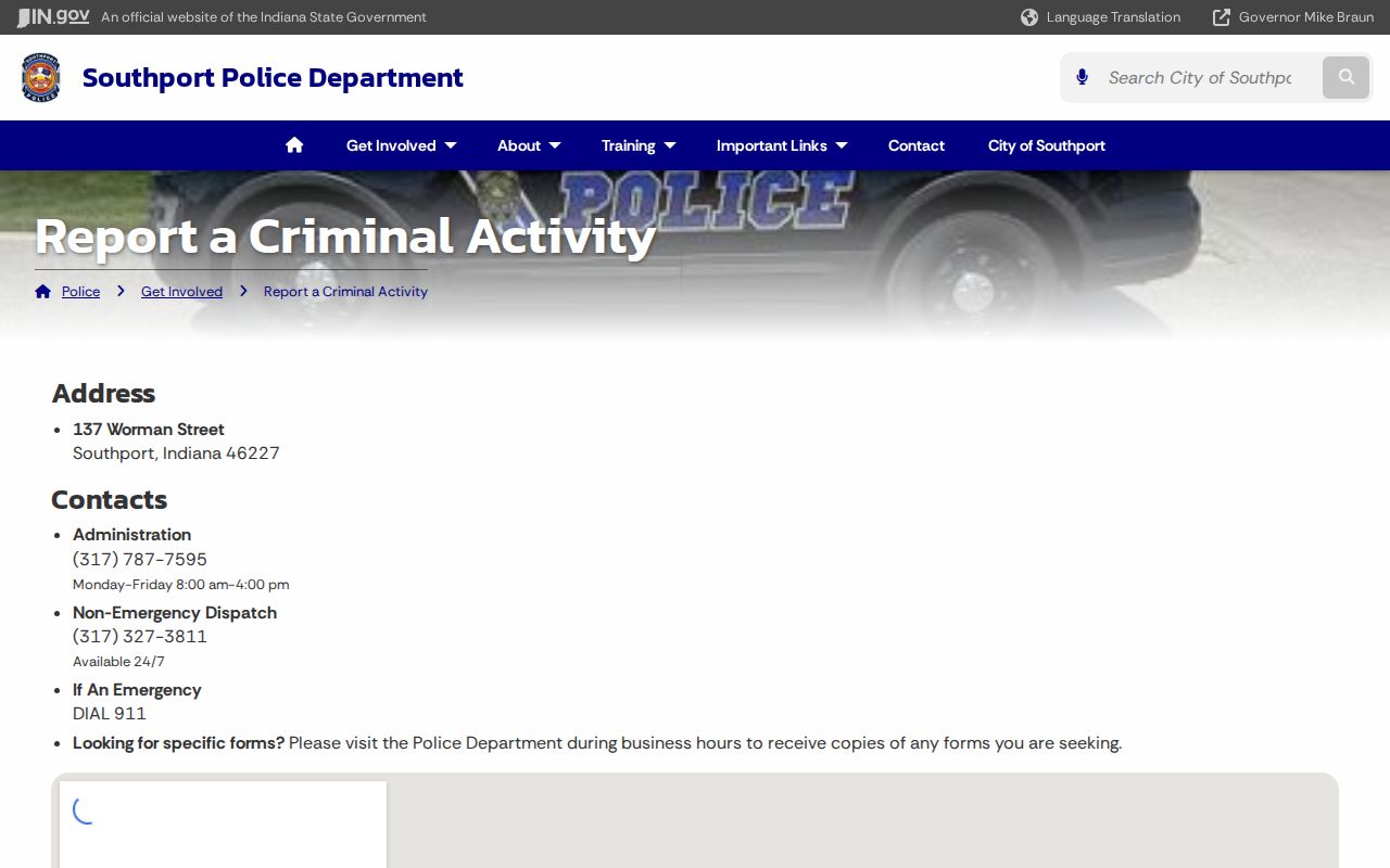 Southport warrant records police address hours and dispatch contacts