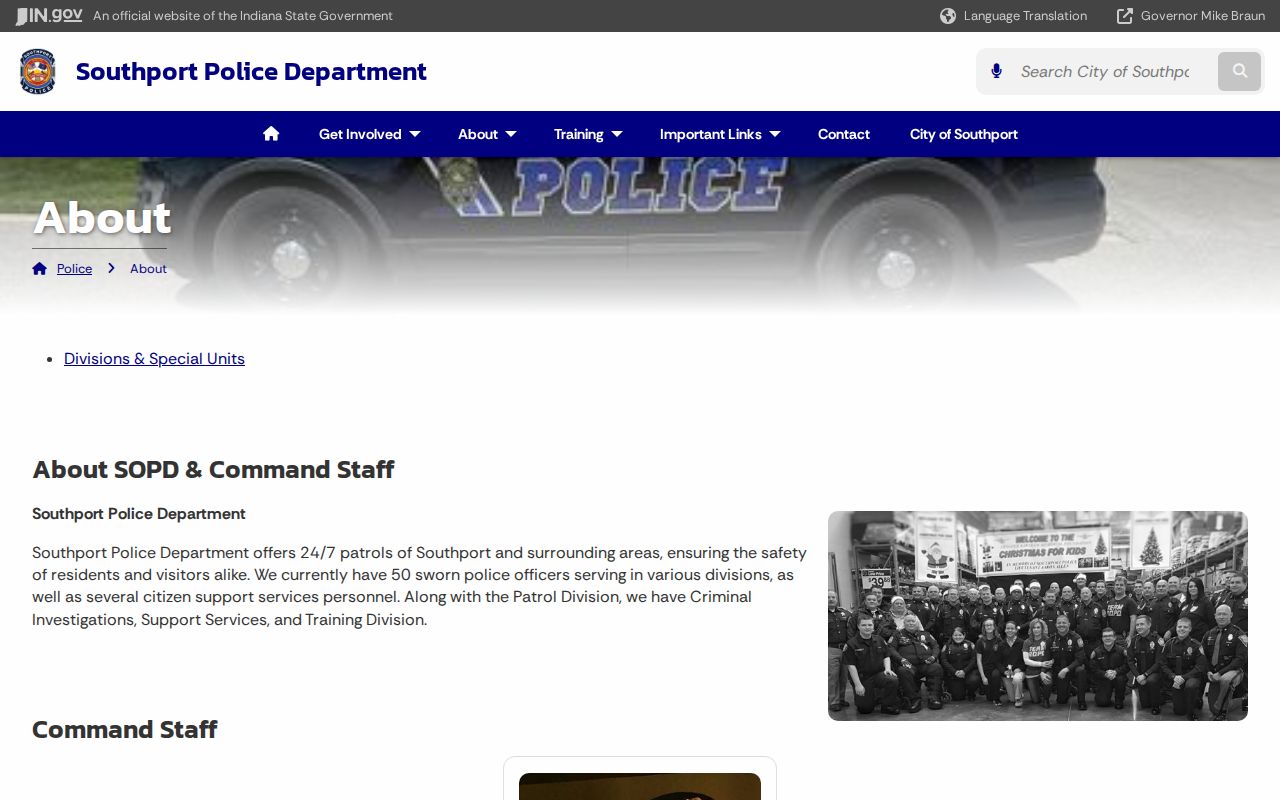 Southport warrant records and Southport Police Department organization